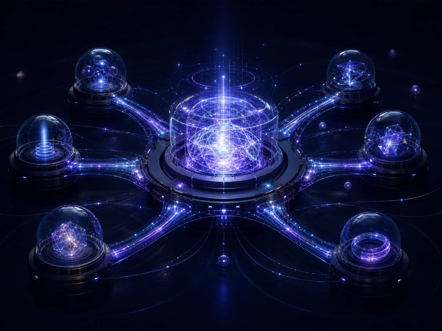 Connected nodes representing a multi-step AI workflow