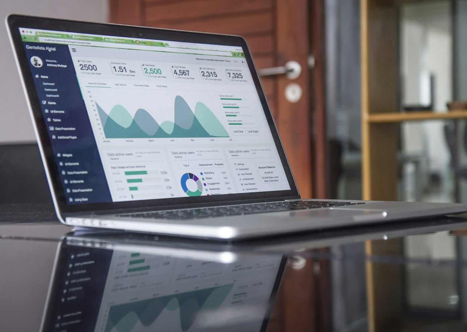 Digital analytics on a laptop screen